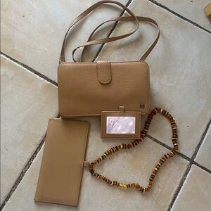 Rare Etienne Aigner Beige Leather Crossbody Bag with Wallet